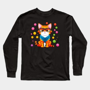 Cute ginger cat in glasses Long Sleeve T-Shirt